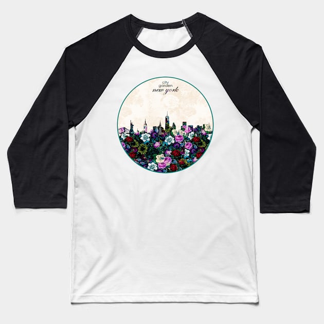 new york skyline Baseball T-Shirt by BekimART